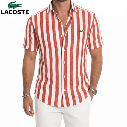 LC-Chemise Lin Rayée Manches Courtes