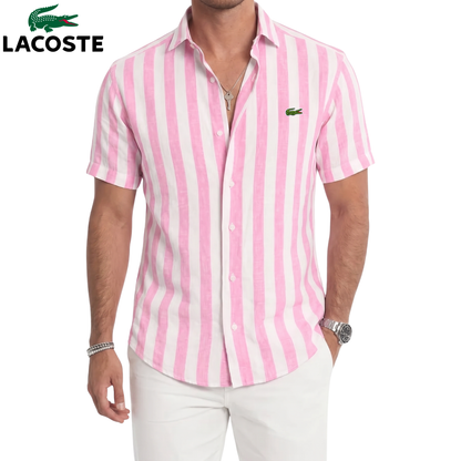 LC-Chemise Lin Rayée Manches Courtes