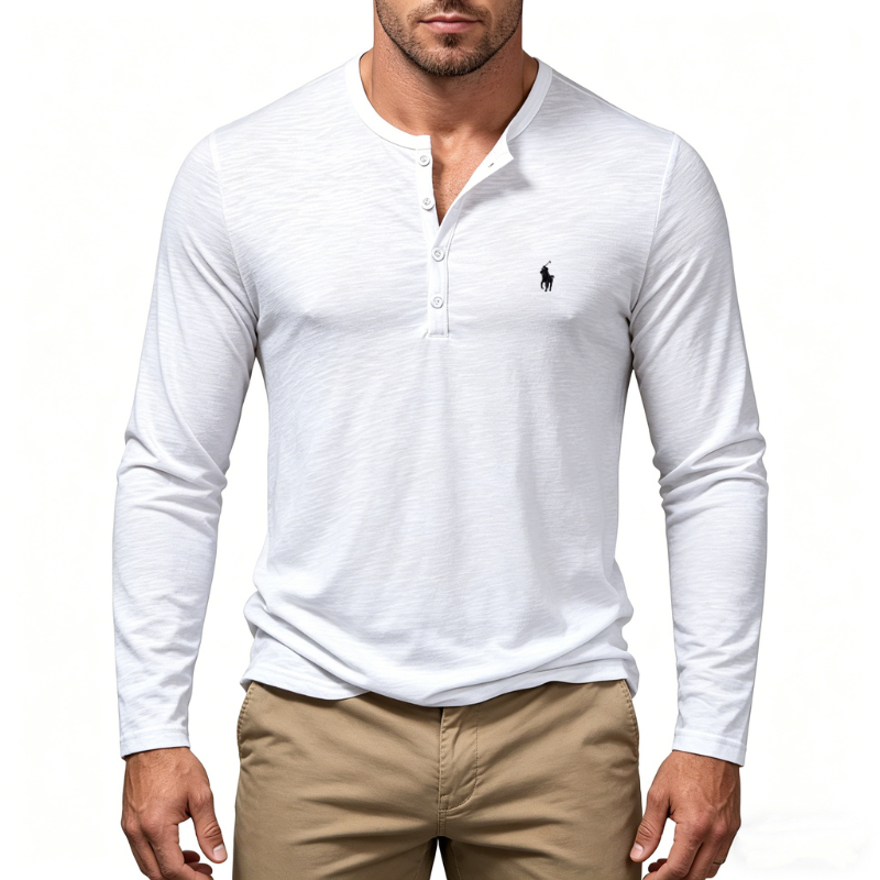 Men’s Cotton Henley Long-Sleeve Shirt