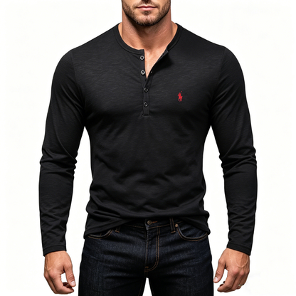 Men’s Cotton Henley Long-Sleeve Shirt