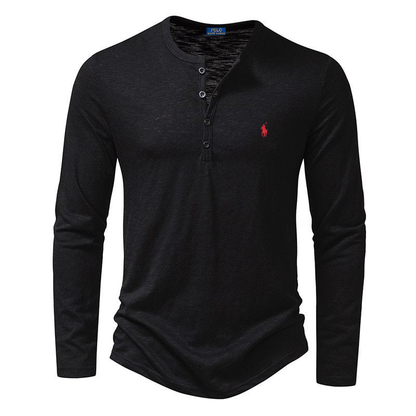 Men’s Cotton Henley Long-Sleeve Shirt