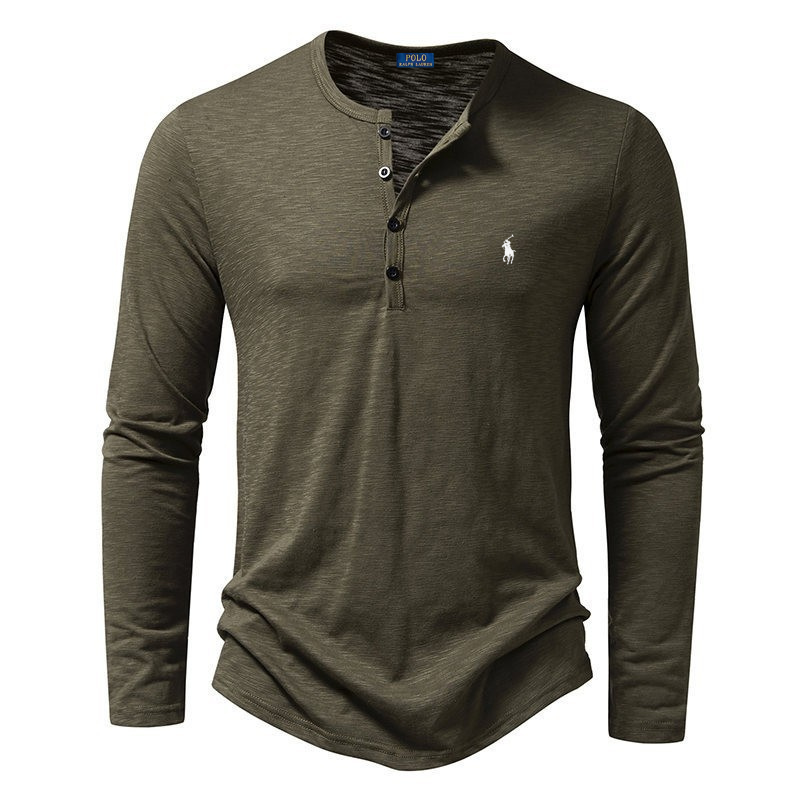 Men’s Cotton Henley Long-Sleeve Shirt