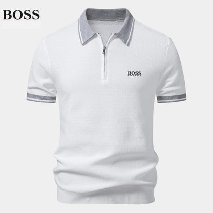 Polo Zippé en Maille Contrastée - Premium