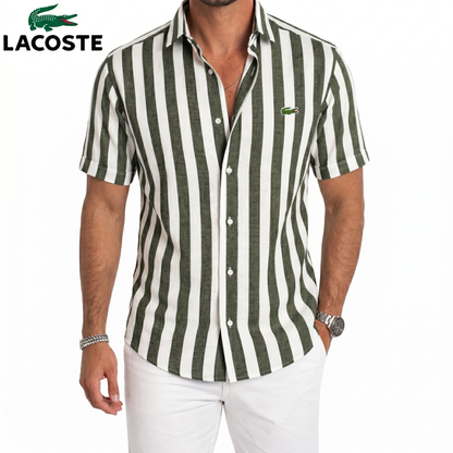 LC-Chemise Lin Rayée Manches Courtes