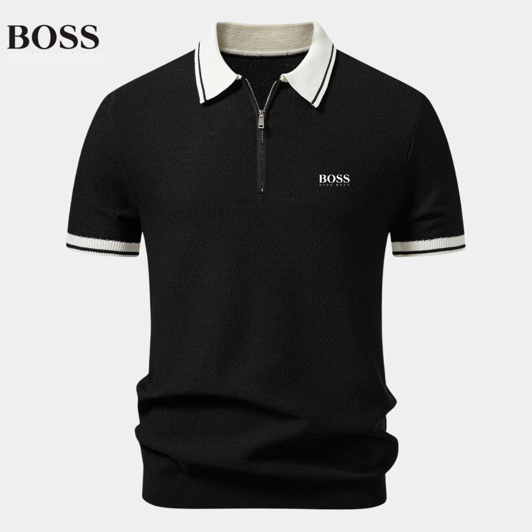 Polo Zippé en Maille Contrastée - Premium