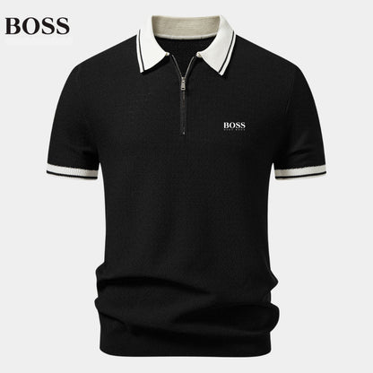 Polo Zippé en Maille Contrastée - Premium