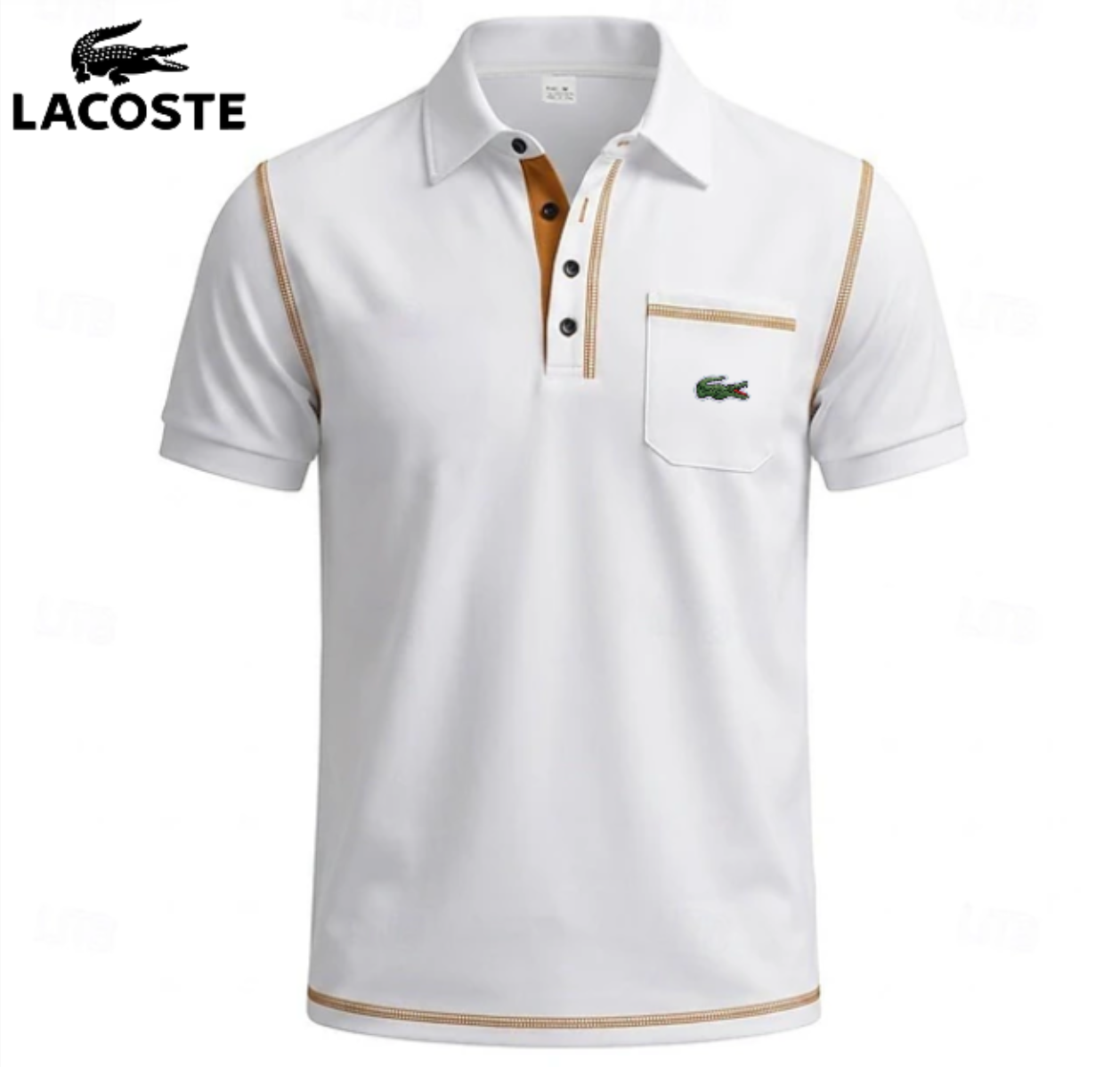 LCT™ | Polo Homme Liseré Doré Poche Poitrine — 1 Acheté = 1 Offert