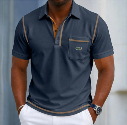 LCT™ | Polo Homme Liseré Doré Poche Poitrine — 1 Acheté = 1 Offert