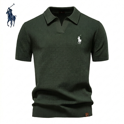 Polo en maille piqué col ouvert