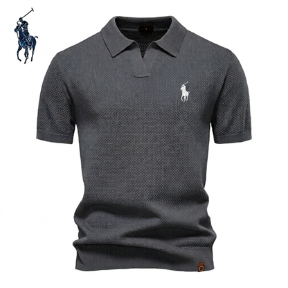 Polo en maille piqué col ouvert