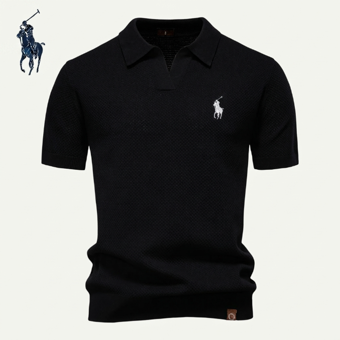 Polo en maille piqué col ouvert
