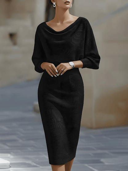 Classic Draped Cowl Midi Dress