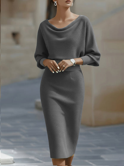 Classic Draped Cowl Midi Dress