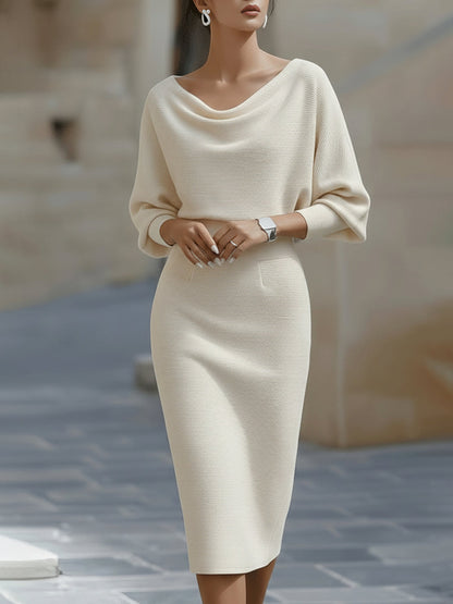 Classic Draped Cowl Midi Dress