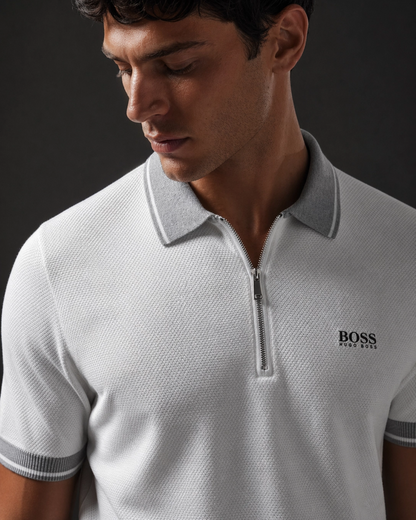 Polo Zippé en Maille Contrastée - Premium